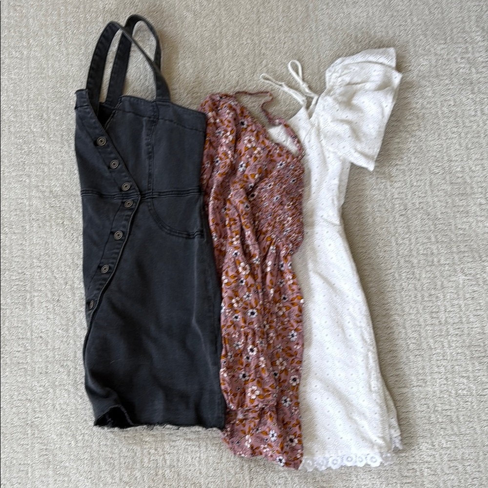 Stylish Dress Trio in Black, Floral, and White